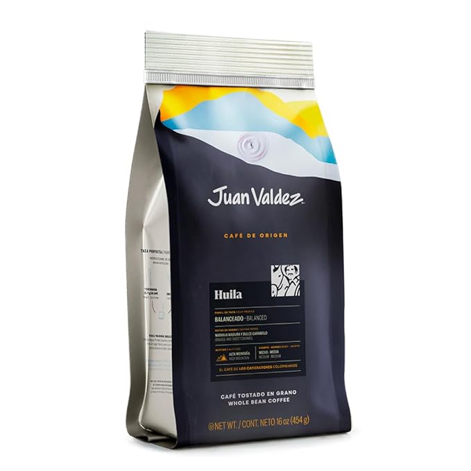 Juan Valdez Huila Whole Bean Coffee | 100% Colombian Coffee | Single Origin with Notes of Ripe Orange & Caramel | 16 oz / 454 gr