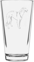 Borzoi Russian Wolfhound Custom Personalized Dog Themed Etched All Purpose 16oz Pint Glass