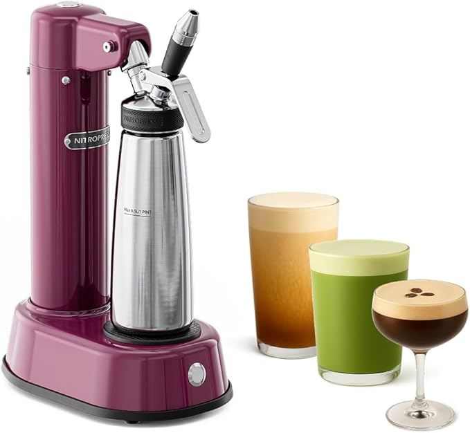 NitroPress DS – Electric Nitro Cold Brew Coffee & Cocktail Maker | Air-Powered Nitrogen Infuser for Smooth Nitro Drinks, Cocktails, Cold Brew & Tea at Home | No Gas Cartridges | Stainless Steel Design