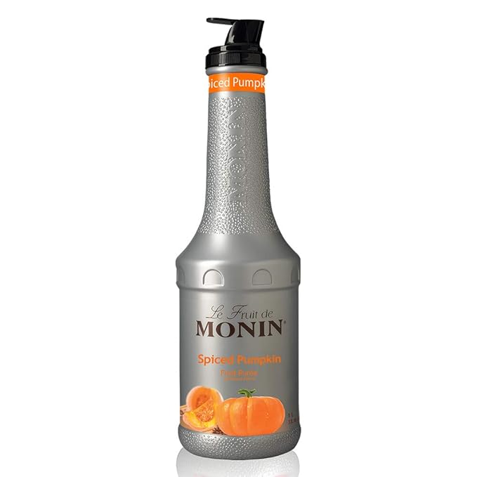 Monin - Spiced Pumpkin Purée, Pumpkin and Cinnamon Flavor, Natural Flavors, Great for Lattes, Milkshakes, Specialty Coffees, and Cocktails, Non-GMO, Gluten-Free (1 Liter)
