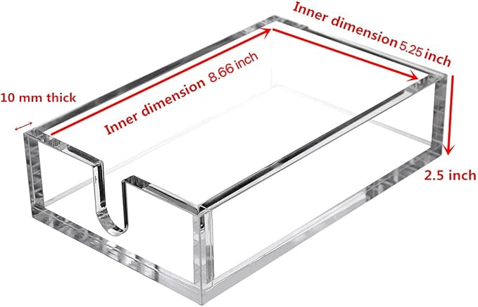 CY craft Acrylic Guest Towel Napkin Holder,Clear Bathroom Paper Hand Towels Storage Tray Modern Buffet Napkin Caddy,Fancy Flat Napkin Holders For Kitchen or Dining Room,9.5 x 5.5x 2.6 Inch,Pack of 1