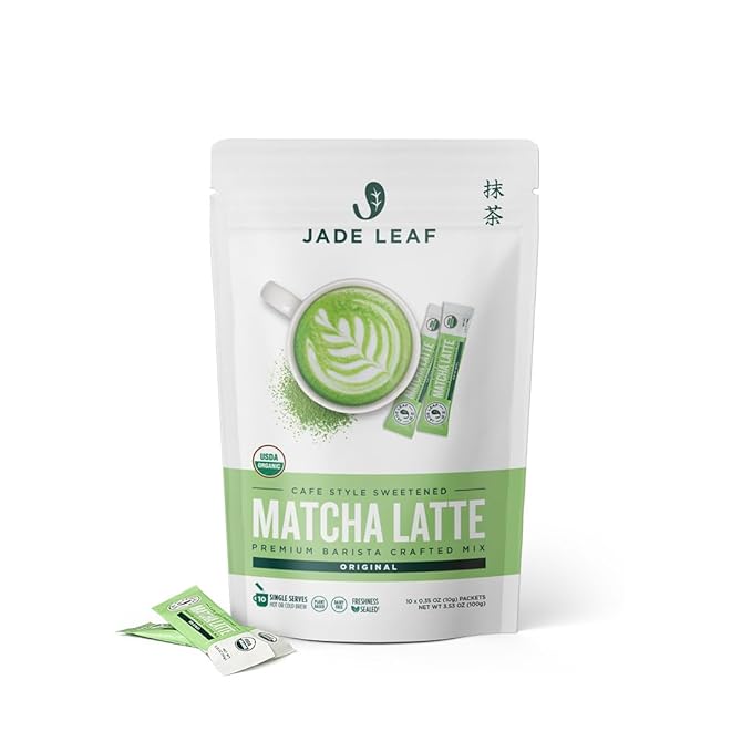 Jade Leaf Matcha Organic Premium Ceremonial Grade Matcha Green Tea Powder - Japanese - Culinary, Ingredient, Ceremonial Barista Teahouse, Latte, Collagen, 0.35 Ounce (Pack of 10), Matcha Latte