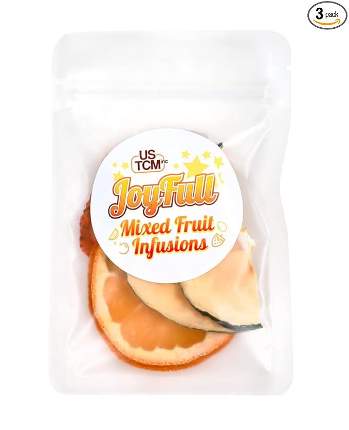 USTCM JoyFull Mixed Fruit Infusions Fruit Tea Single Pack All Natural Dried Fruits Mixed Flavors Make Perfect Tea! 15g (Tangerine, Papaya, Strawberry, Pack of 3)