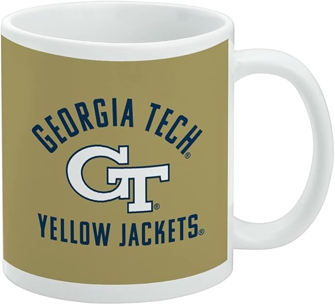Georgia Tech Yellow Jackets Ceramic Coffee Mug, Novelty Gift Mugs for Coffee, Tea and Hot Drinks, 11oz, White