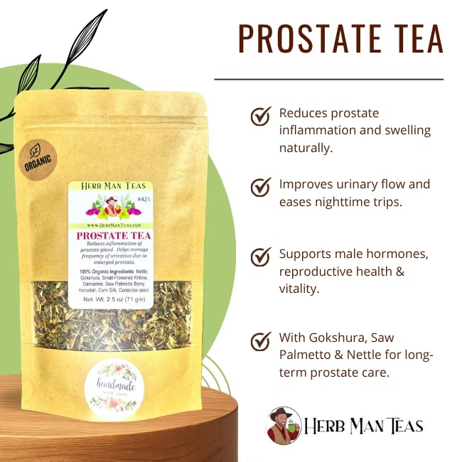 PROSTATE TEA – Supports Prostate Comfort & Healthy Urinary Flow – Organic Herbal Loose Leaf Blend – Formulated by Master Herbalist – Non-GMO, No Additives