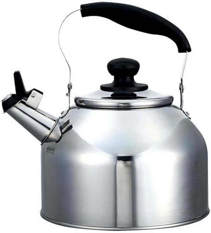 Large Whistling Tea Kettle Stainless Steel Teapot Tea Pot for IH Stove Induction Heating Cooktop Compatible 5.28 Quarter, 5.0 Liter