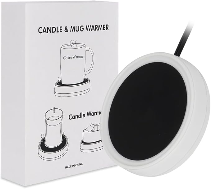 Wax Melt Warmer Burner Scented Candle Warmer Plate,3-1 Electric Coffee Mug Warmers,Fragrance and Heating Cup Warmers for Tea and Milk, Hot Chocolate as Gifts for Women（White-2PCS）