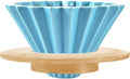 Ceramic Coffee Dripper Pour Over Coffee Maker with Wood Stand Elegant Flower Shape Filter