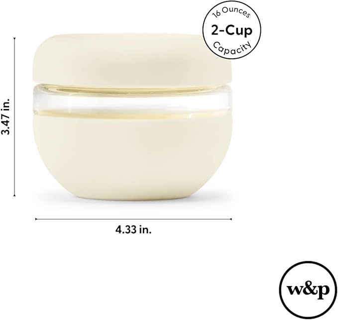 W&P Porter Seal Tight Glass Food Storage Container with Lid, Terrazzo Charcoal 16oz, Leak & Spill Proof Meal Prep Container, Microwave & Dishwasher Safe, Borosilicate Glass