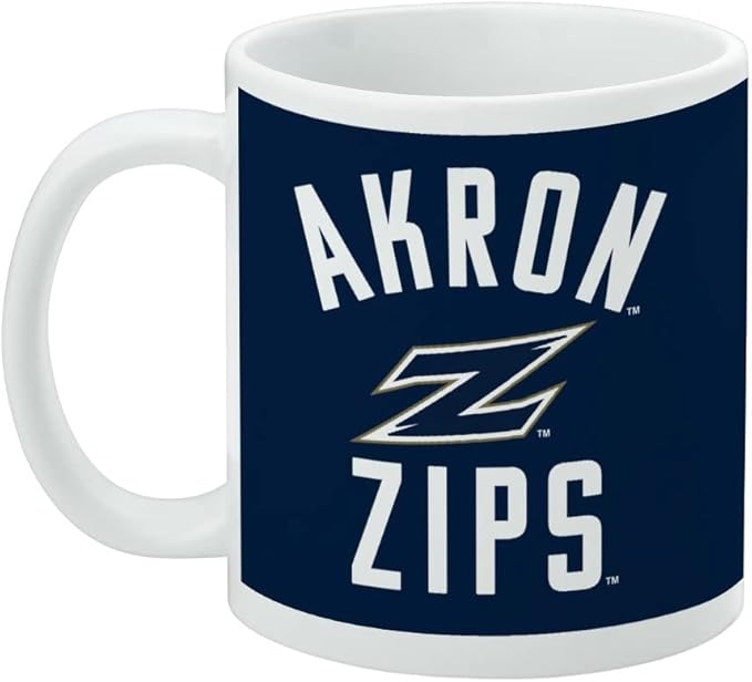 University of Akron Zips Logo Ceramic Coffee Mug, Novelty Gift Mugs for Coffee, Tea and Hot Drinks, 11oz, White