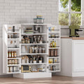 VINGLI Pantry Cabinet, 40.5" H Food Storage Freestanding Cupboard for Small Space in Dining Room, Living Room, White Kitchen Storage Cabinet with 2 Doors and Adjustable Shelves