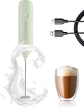 Elementi Rechargeable Milk Frother Wand & Drink Mixer Handheld - Powerful USB-C Rechargeable Frother - Hand Held Milk Foamer Whisk to Make Perfect Cappuccinos, Lattes & Drink Mixes (Mint Green)