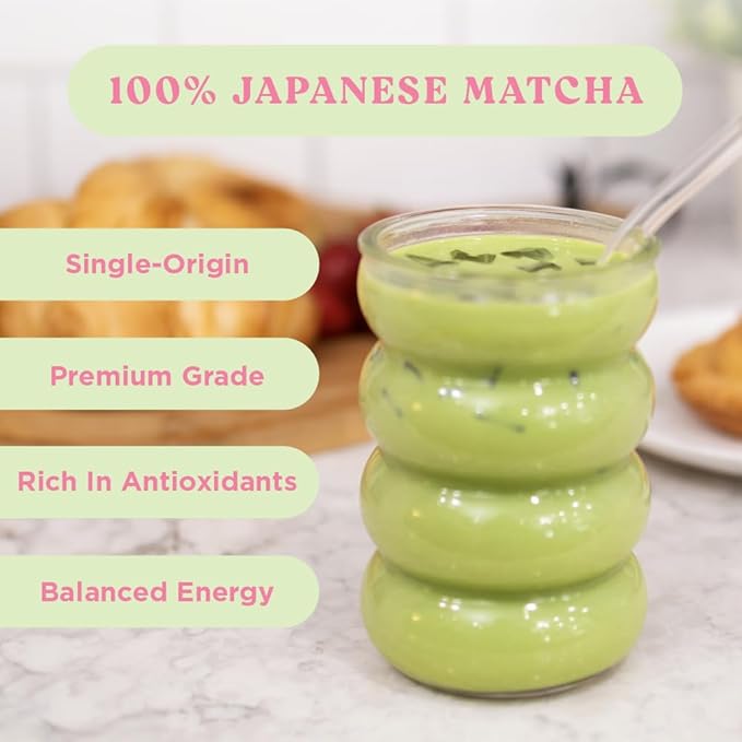 The Harmony Matcha Strawberry (7.05oz Bag - 20 Servings) Premium Japanese Matcha Powder, Rich in Antioxidants & L-Theanine, Sweetened with Organic Sugar, No Preservatives