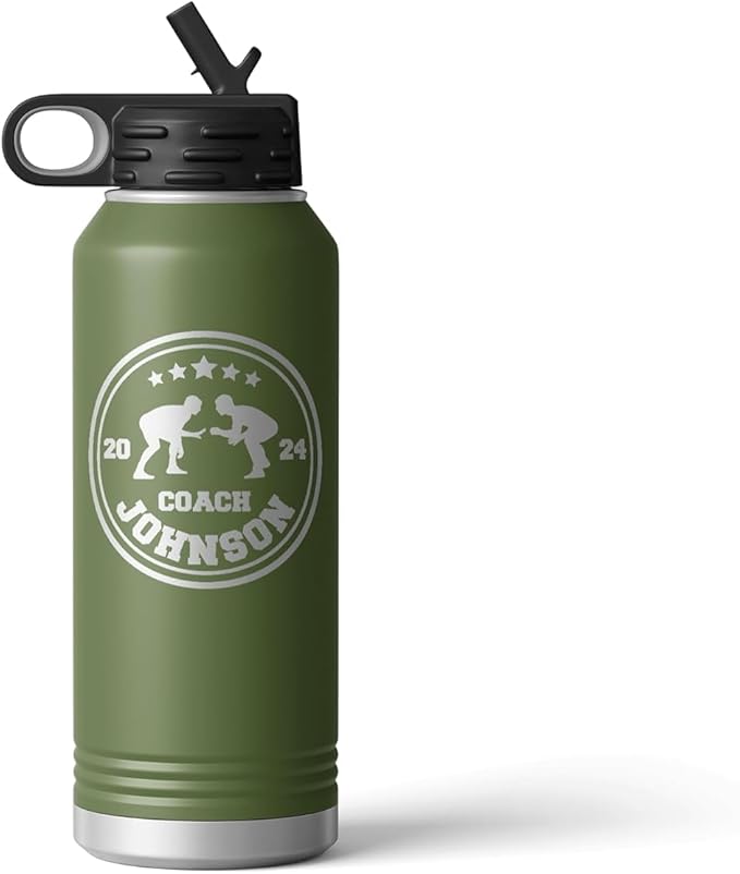 Wrestling Coach gifts, Tumbler, Coach tumbler, Wrestling gifts, Coach Beer glass, Coach gift, Coach gifts, Wrestling Coach (Wrestling Circle, Olive, 32oz Water Bottle)