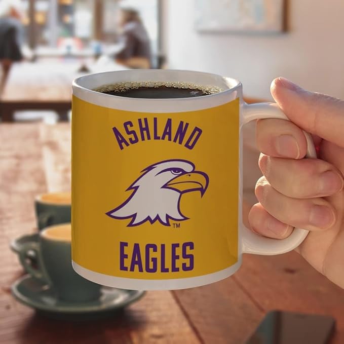 Ashland University Eagles Logo Ceramic Coffee Mug, Novelty Gift Mugs for Coffee, Tea and Hot Drinks, 11oz, White