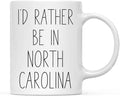 Andaz Press U.S. State 11oz. Coffee Mug Gift, I'd Rather Be in North Carolina, 1-Pack, Long Distance College Going Away Study Abroad Birthday Christmas Gifts