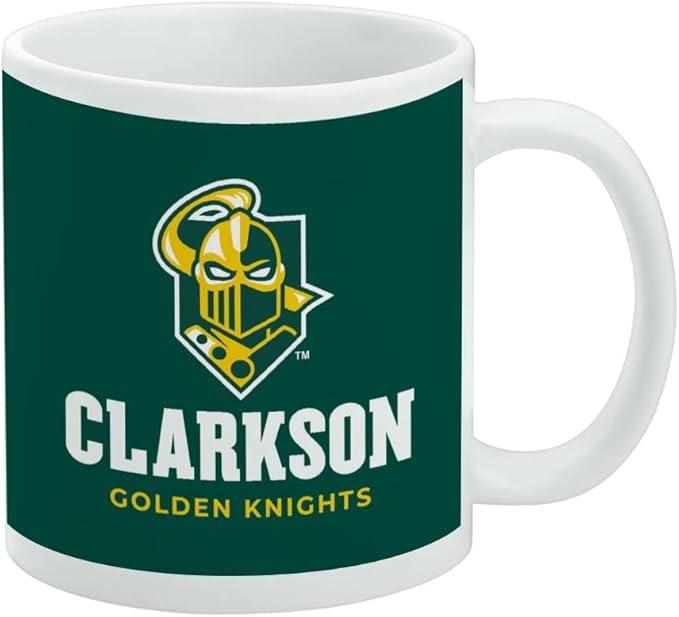Clarkson Golden Knight Ceramic Coffee Mug, Novelty Gift Mugs for Coffee, Tea and Hot Drinks, 11oz, White
