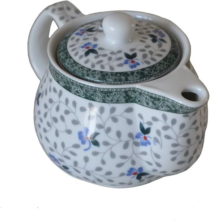 Small Porcelain Teapot, 9oz Tea Pot with Stainless Steel Filter Removable (Flower)