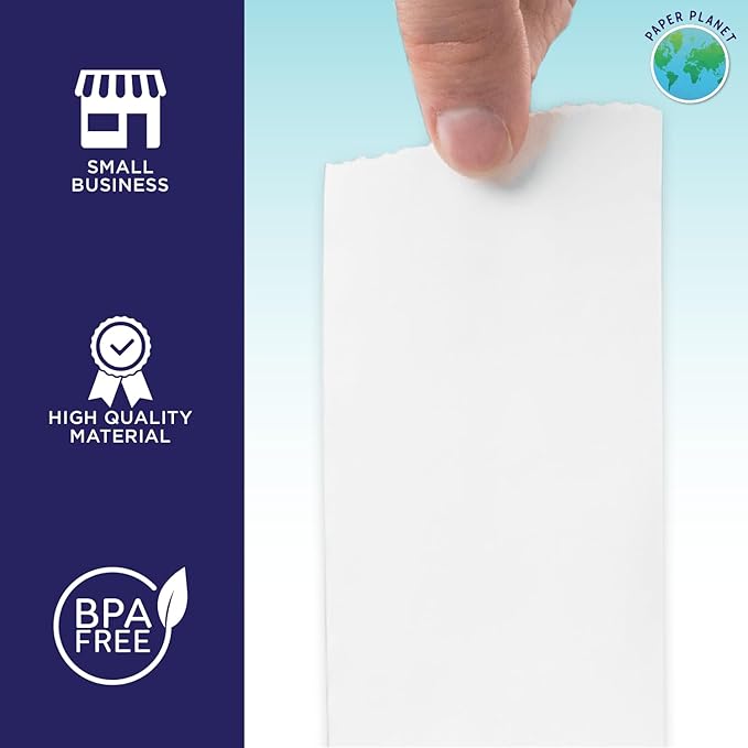 1-Ply White Bond Paper for Toast Kitchen Printer by Paper Planet | 20 Rolls | Compatible with TKP300 SNBC BTP-M300