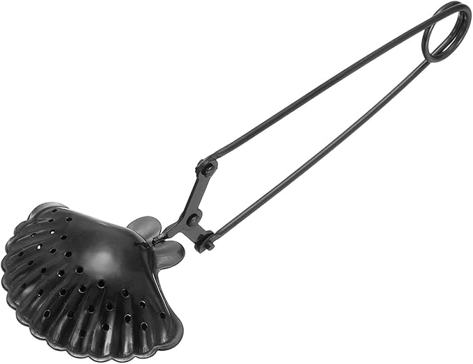 uxcell 1 Pcs Tea Infuser, Stainless Steel Loose Leaf Tea Infuser Filter, Long Handle Tea Steeper Strainers for Cup and Teapot for Tearoom Office Home, Shell Shaped Black