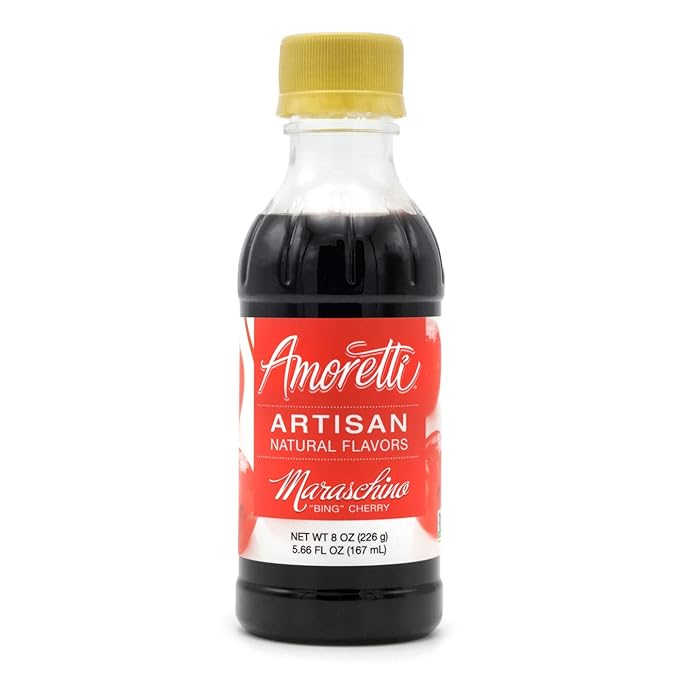 Amoretti - Natural Maraschino Bing Cherry Artisan Flavor Paste, 8 oz, Perfect For Ice Cream, Beverages, Cakes, and more, Preservative Free, Vegan, Gluten Free, No Artificial Sweeteners, Concentrated