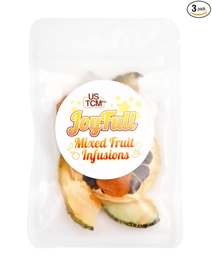 USTCM JoyFull Mixed Fruit Infusions Fruit Tea Single Pack All Natural Dried Fruits Mixed Flavors Make Perfect Tea! 15g (Lemon, Melon, Kumquat, Pack of 3)