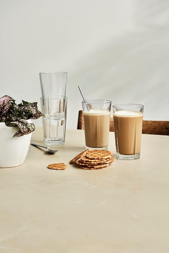 Rosendahl Grand Cru Cafe Glass, Clear, 5.3" H x 3.1" D, 12.5 oz, Set of 4, Designed by Erik Bagger, Gift Box Included