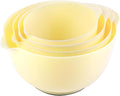 BoxedHome Nesting Plastic Mixing Bowl Set, 4 Piece Mixing Bowl Set with Pour Spouts, Size 1.7, 2.5, 3.5 and 4.5qt, for Prepping, Mixing, Baking, Cooking(2023 New Version, Yellow)