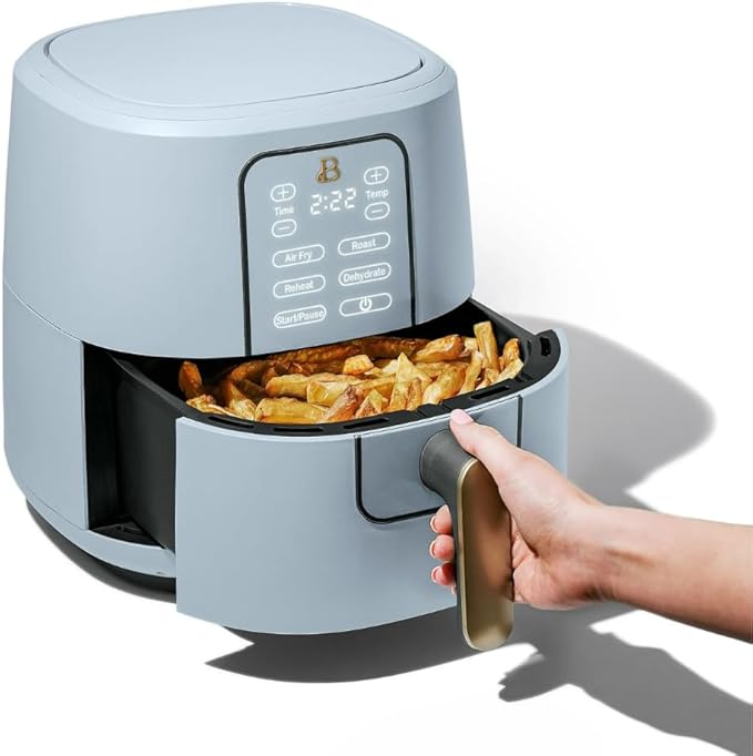 Beautiful 6-Quart Digital Air Fryer – TurboCrisp Tech Touchscreen with 1750W Power, 4 Cooking Modes (Cornflower Blue)