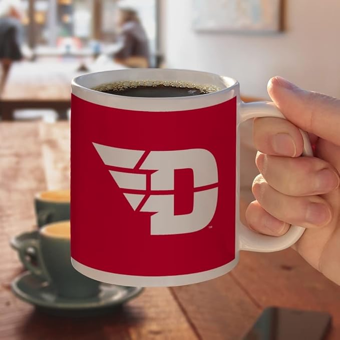 University of Dayton Flyers Logo Ceramic Coffee Mug, Novelty Gift Mugs for Coffee, Tea and Hot Drinks, 11oz, White