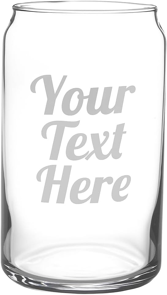 Gifts Inscribed Personalized Beer Can Glass 16 oz – Engraved Pint Glass Custom Text – Unique Gift for Men, Dad, Groomsmen, Weddings, Birthdays, Father’s Day