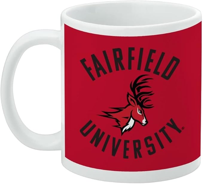 Fairfield University Stags Logo Ceramic Coffee Mug, Novelty Gift Mugs for Coffee, Tea and Hot Drinks, 11oz, White