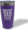 Tumblera Tumblers Travel Mugs Coolest Dad Ever C Family & Friends Dad Insulated Drinkware Personalized Tumbler Cups Coffee Tumbler Engraved Stainless-Steel 20 Oz Purple Design Only