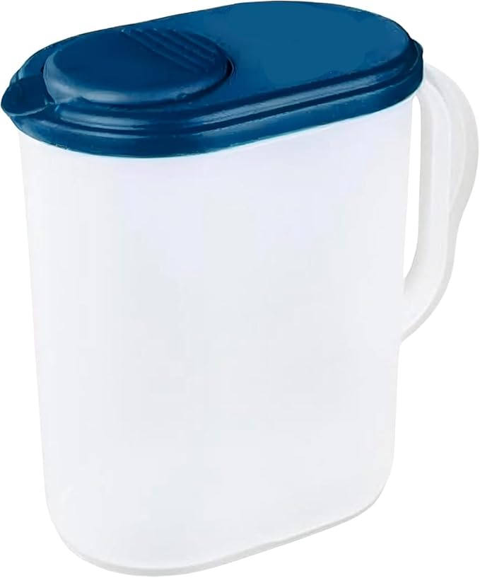 2-Pack Water Pitcher with Lid & Pivot Top Spout 1 Gallon Pitcher - Slim Design Fits Fridge Door - Freezer/Dishwasher Safe, BPA Free & Phthalate Free - Navy