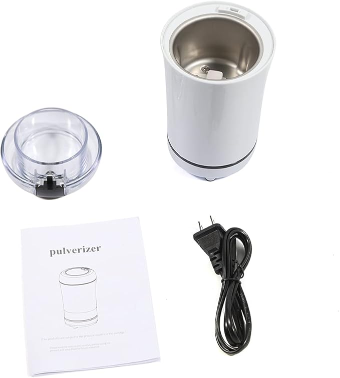 Electric Coffee Grinder-Electric Blade Spices, Coffee Grinder, Fast Coffee Grinder with Stainless Steel Blade, Great for Coffee Beans, Spices, Herbal Nuts, Grains-White