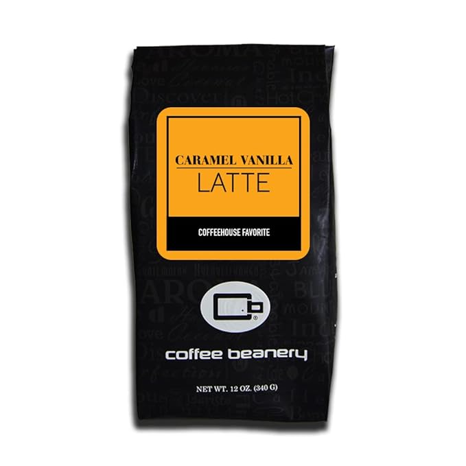 Caramel Vanilla Latte Flavored Coffee, Specialty Arabica Coffee, Medium Roast, 12 ounce, Very Fine