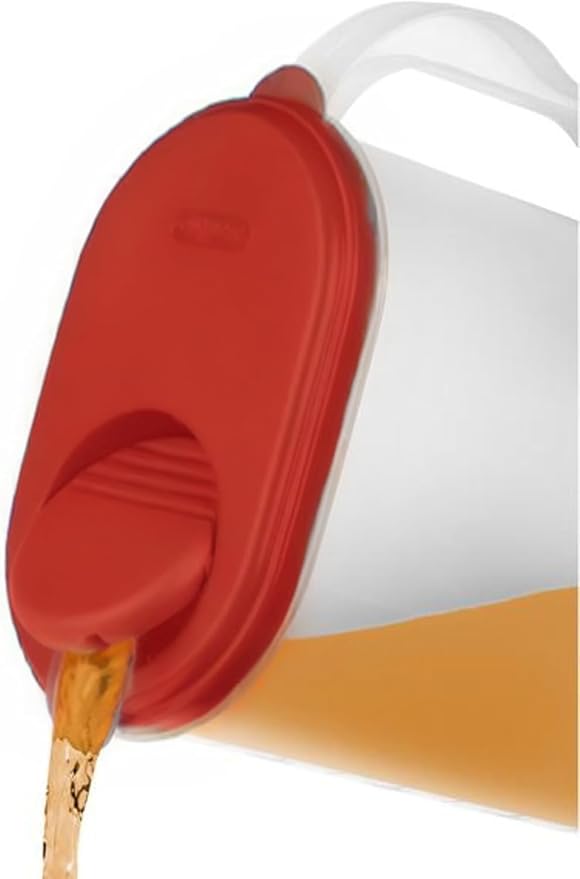 2-Pack Water Pitcher with Lid & Pivot Top Spout 1 Gallon Pitcher - Slim Design Fits Fridge Door - Freezer/Dishwasher Safe, BPA Free & Phthalate Free - Red