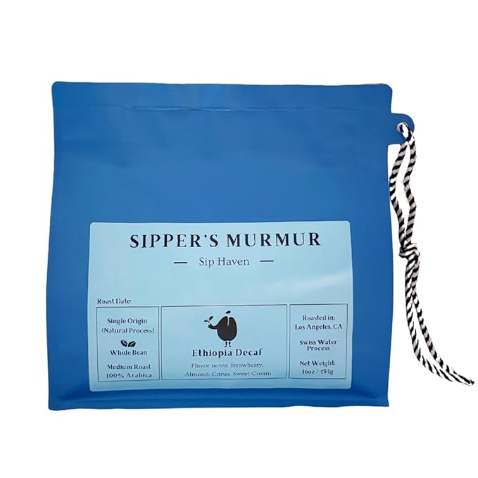 SipHaven | Sipper’s Murmur | Swiss Water Decaf Coffee | Ethiopia Single Origin | Medium Roast Whole Bean | Chemical-Free | Specialty Grade | Small-Batch Roasted in USA | 1lb