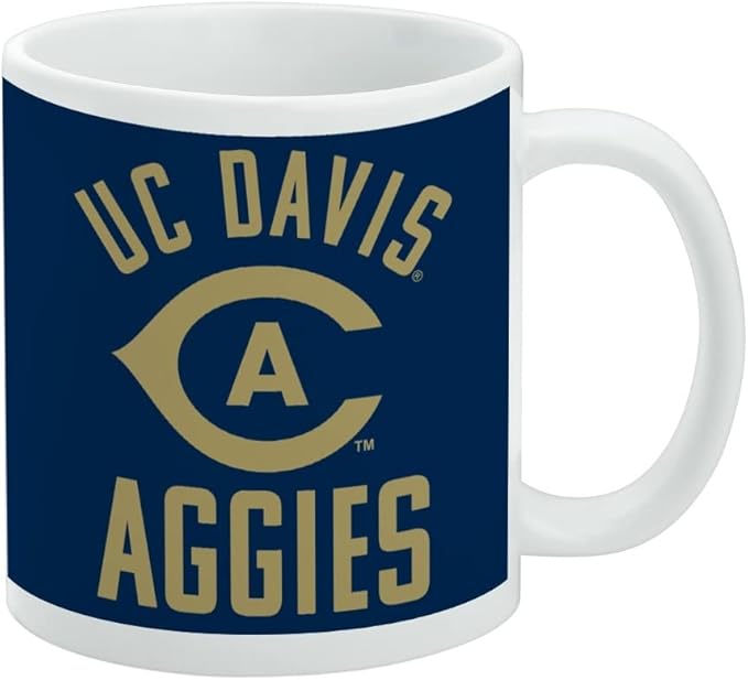 UC Davis Aggies Logo Ceramic Coffee Mug, Novelty Gift Mugs for Coffee, Tea and Hot Drinks, 11oz, White