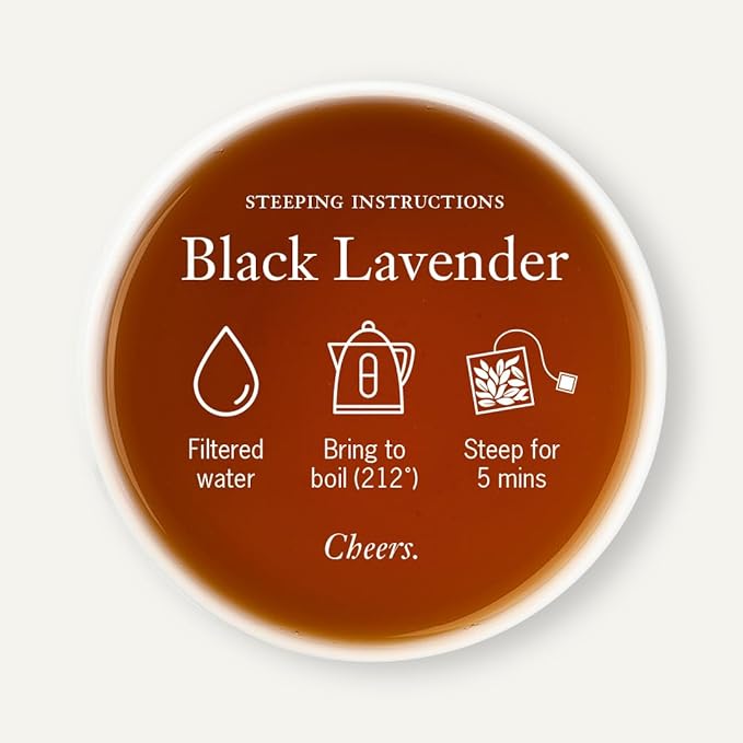 Steven Smith Teamaker Black Lavender No. 14, Lady Grey, Caffeinated, Sugar-Free, Sustainably Grown Full Leaf Black Tea Bags, 15 Sachets, 1.32oz each
