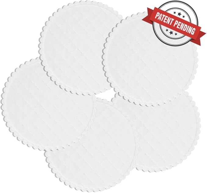 Dript Coffee Drip Catcher Pads, White, Absorbent Disposable Tray Protector, Round, 5 Pack, for Keurig, Nespresso, Espresso Machines and Refrigerator Dispenser Trays