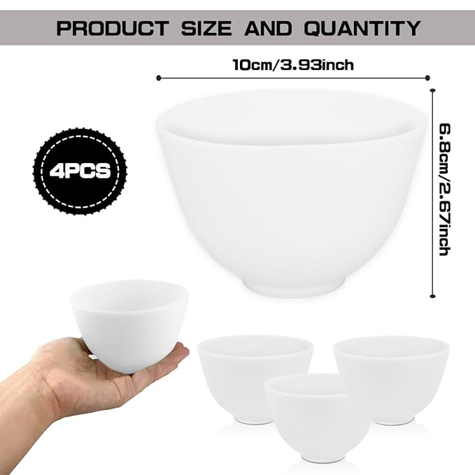 4 Inch Diy Silicone Facial Mask Mixing Bowl, 4 PCS Home Use Microwavable Silicone Facial Mud Bowl for Facial Mask, Mud Mask and Other Skincare Products, Cosmetic Beauty Tool for Home Salon,White