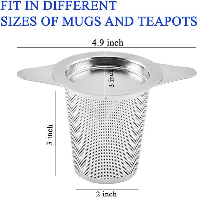 2PCS Stainless Steel Premium Tea & Coffee Strainer Infuser with Double Handles, Large Capacity Fine Mesh Strainer, Perfect for Loose Leaf Tea, Coffee Steeping in Cups and Teapots - Brewing Made Easy