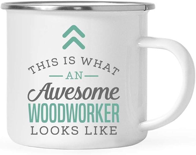 Andaz Press 11oz. Stainless Steel Campfire Coffee Mug Gift, This is What an Awesome Woodworker Looks Like, 1-Pack, Birthday Gift Ideas Coworker Him Her, Includes Gift Box