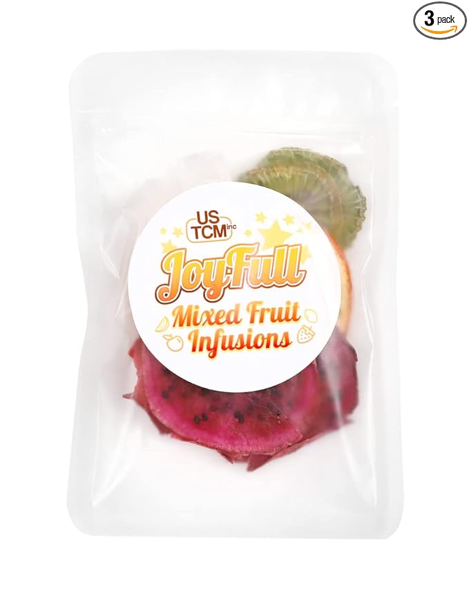 USTCM JoyFull Mixed Fruit Infusions Fruit Tea Single Pack All Natural Dried Fruits Mixed Flavors Make Perfect Tea! 15g (Red Dragon Fruit, Tangerine, Kiwi, Pack of 3)