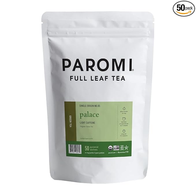 Paromi Organic Palace Green Tea, Resealable Pouch, 50 Count