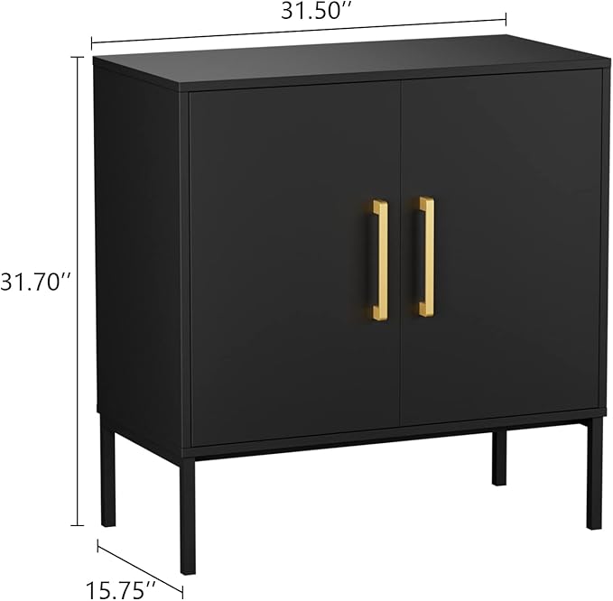 CARPETNAL Siedeboard Buffet Cabinet, Black Side Storage Cabinet with Doors and Adjustable Shelves, Accent Cabinet for Kitchen, Living Room, Dining Room, Office, Hallway, Entryway