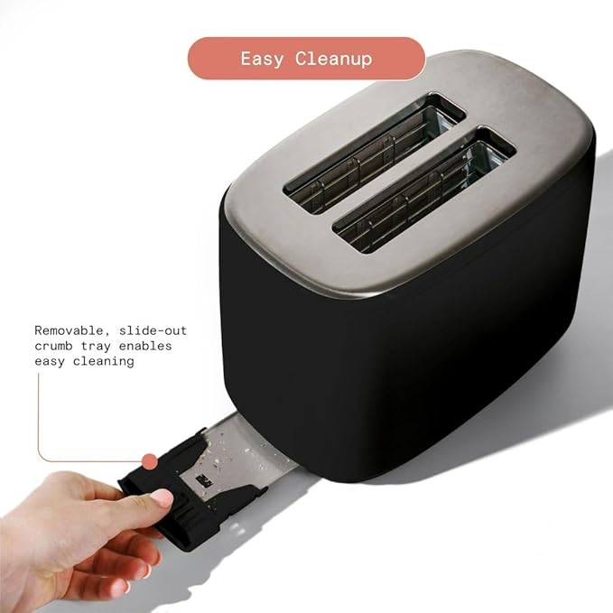 Beautiful by Drew Barrymore 2-Slice Toaster, Touch-Activated Display, 7 Shade Settings, Bagel/Frozen/Reheat Presets. (Black Sesame)