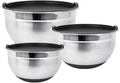 Stainless Steel Mixing Bowls with Lids and Non Slip Bases (Set of 3, Black)