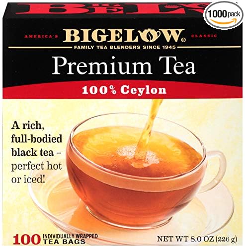 Bigelow 100 Count Premium Blend Black Tea (Case of 10), Contains 1,000 Total Individually Wrapped Tea Bags, Full Caffeine